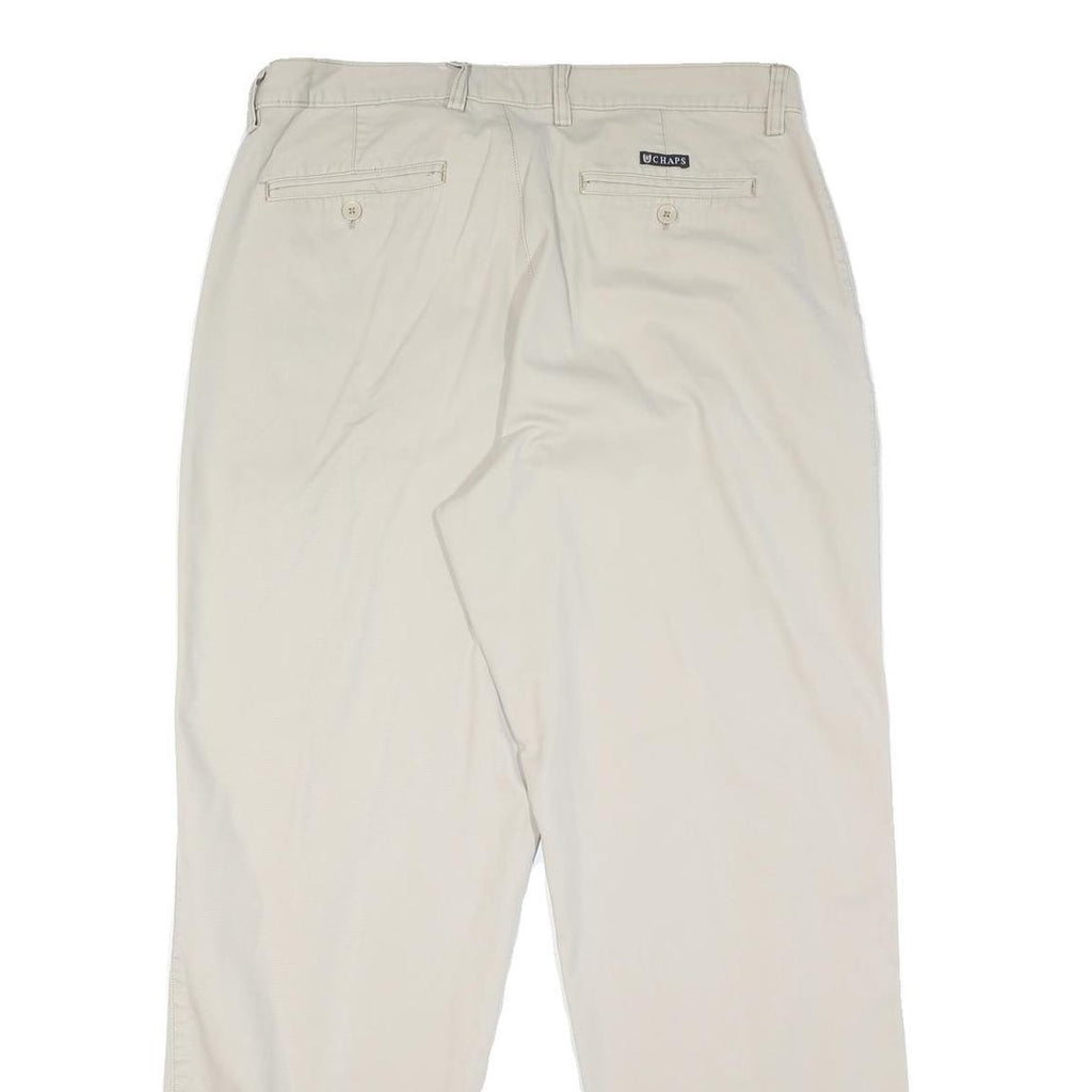 CHAPS Mens Cotton Blend Beige Regular Fit Straight Leg Trousers W32 L32 Casual