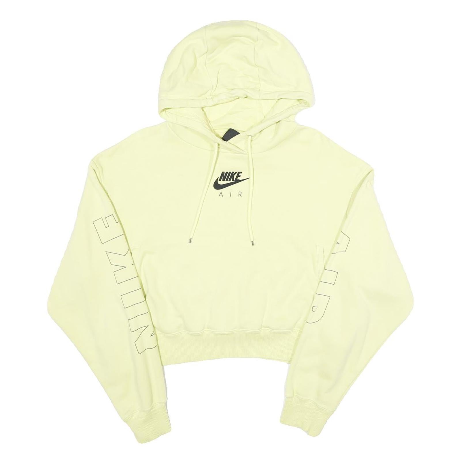 NIKE Womens Yellow Cropped Hoodie M Nike Air Print Sweatshirt