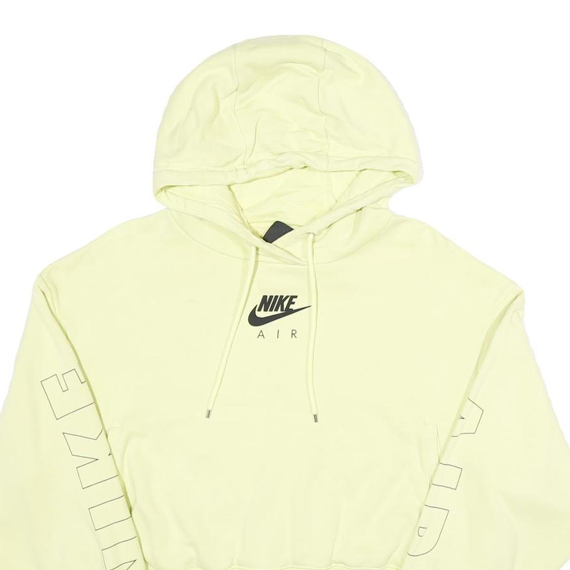 NIKE Womens Yellow Cropped Hoodie M Nike Air Print Sweatshirt