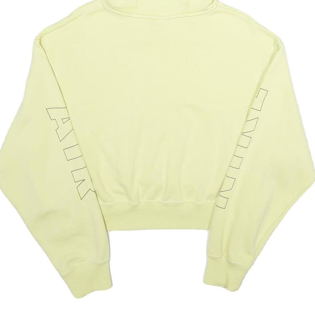 NIKE Womens Yellow Cropped Hoodie M Nike Air Print Sweatshirt