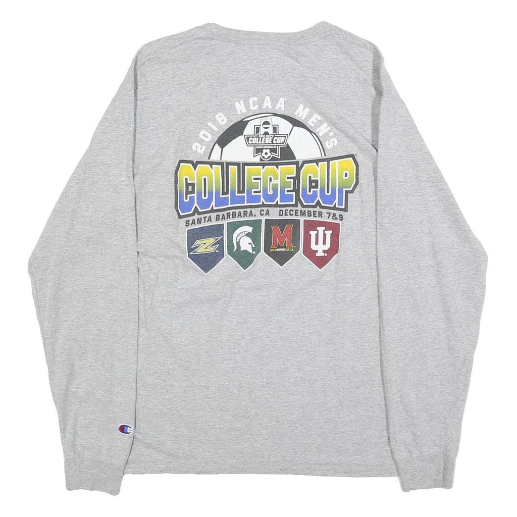CHAMPION Mens Grey NCAA College Cup Long Sleeve Crew Neck T-Shirt M