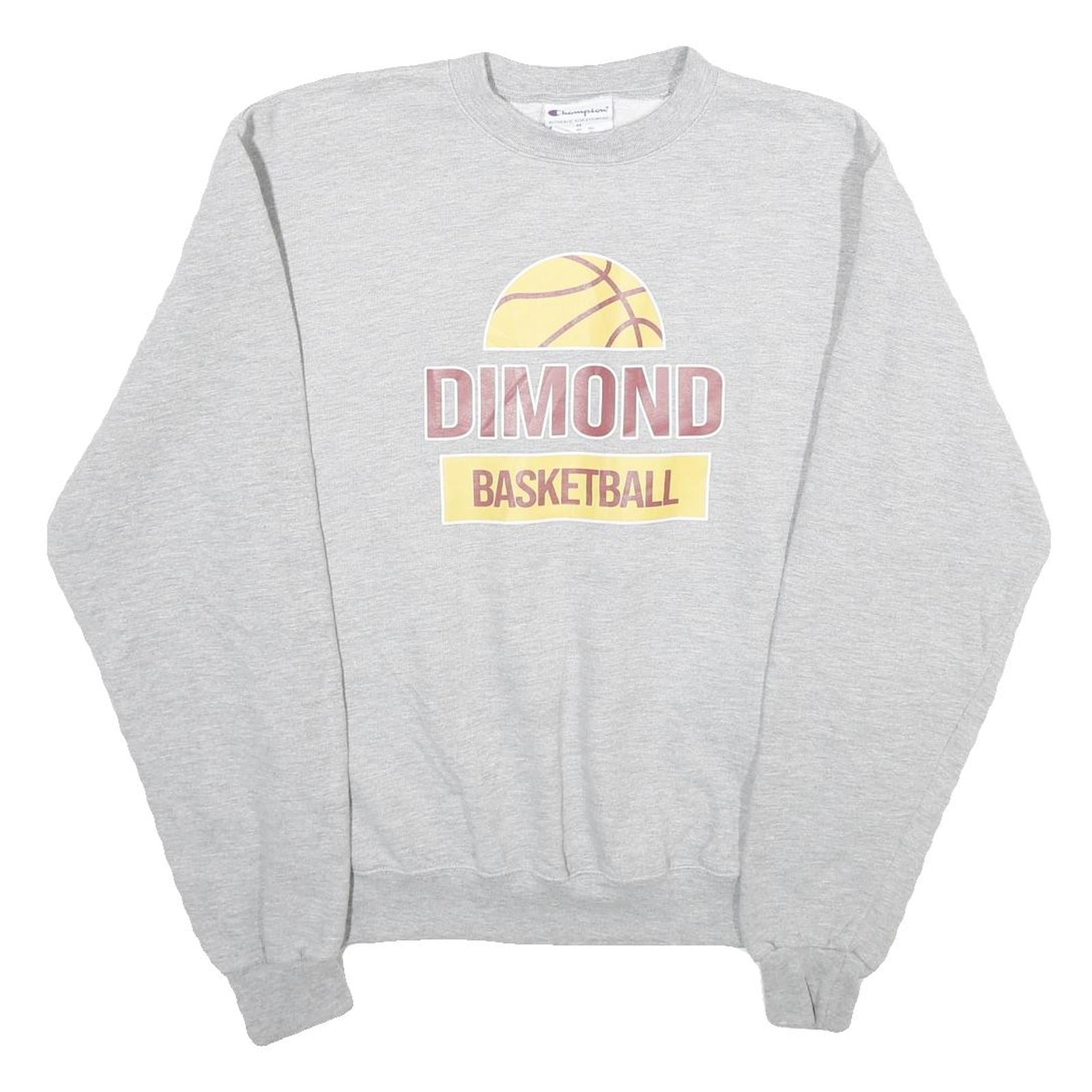 CHAMPION Mens Grey Dimond Basketball Crew Neck M Cotton Blend Sweatshirt