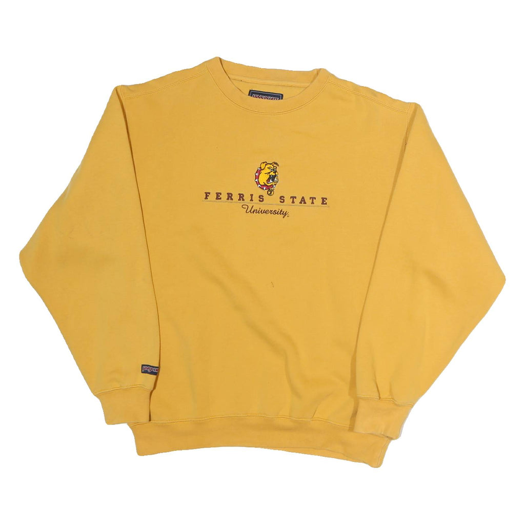 JANSPORT Womens Yellow Ferris State University Crew Neck M Cotton Sweatshirt