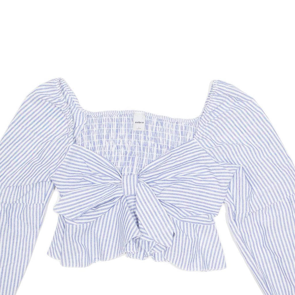 ZEBRA Cropped Womens Printed Top Purple Long Sleeve Striped L
