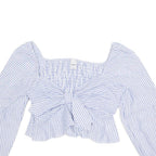 ZEBRA Cropped Womens Printed Top Purple Long Sleeve Striped L