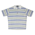 TOMMY HILFIGER Mens Blue White Green Striped Short Sleeve Polo Shirt L Classic