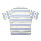 TOMMY HILFIGER Mens Blue White Green Striped Short Sleeve Polo Shirt L Classic