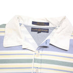 TOMMY HILFIGER Mens Blue White Green Striped Short Sleeve Polo Shirt L Classic