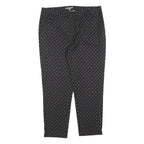 LAURA ASHLEY Womens Cotton Blend Black Slim Straight Trousers W34 L27 Polka Dot