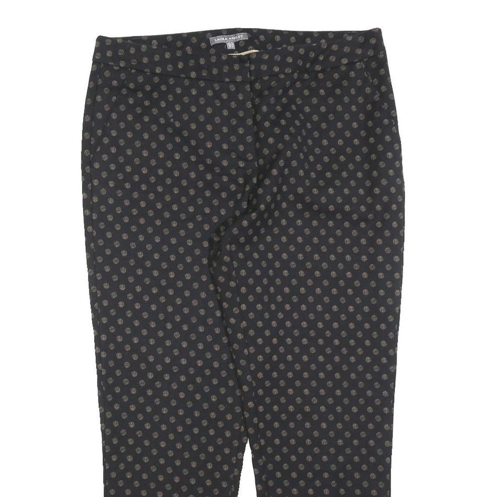 LAURA ASHLEY Womens Cotton Blend Black Slim Straight Trousers W34 L27 Polka Dot