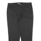 LAURA ASHLEY Womens Cotton Blend Black Slim Straight Trousers W34 L27 Polka Dot