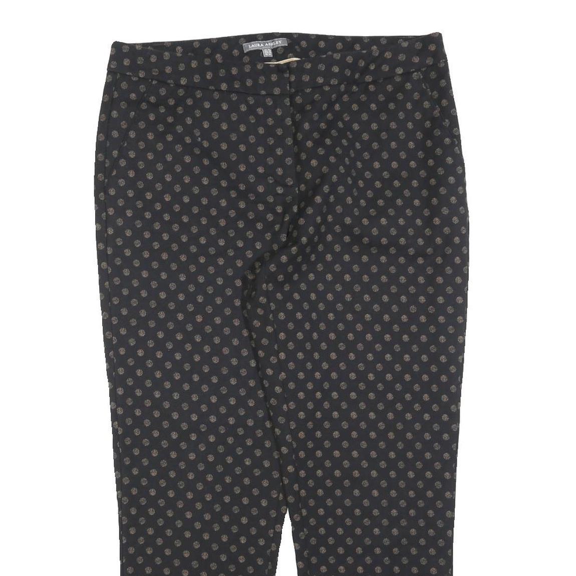 LAURA ASHLEY Womens Cotton Blend Black Slim Straight Trousers W34 L27 Polka Dot