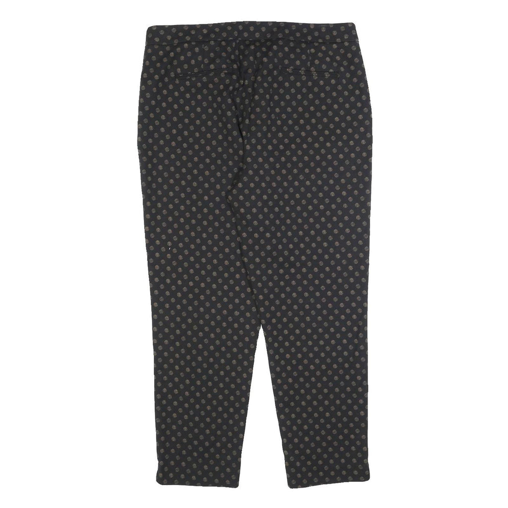 LAURA ASHLEY Womens Cotton Blend Black Slim Straight Trousers W34 L27 Polka Dot