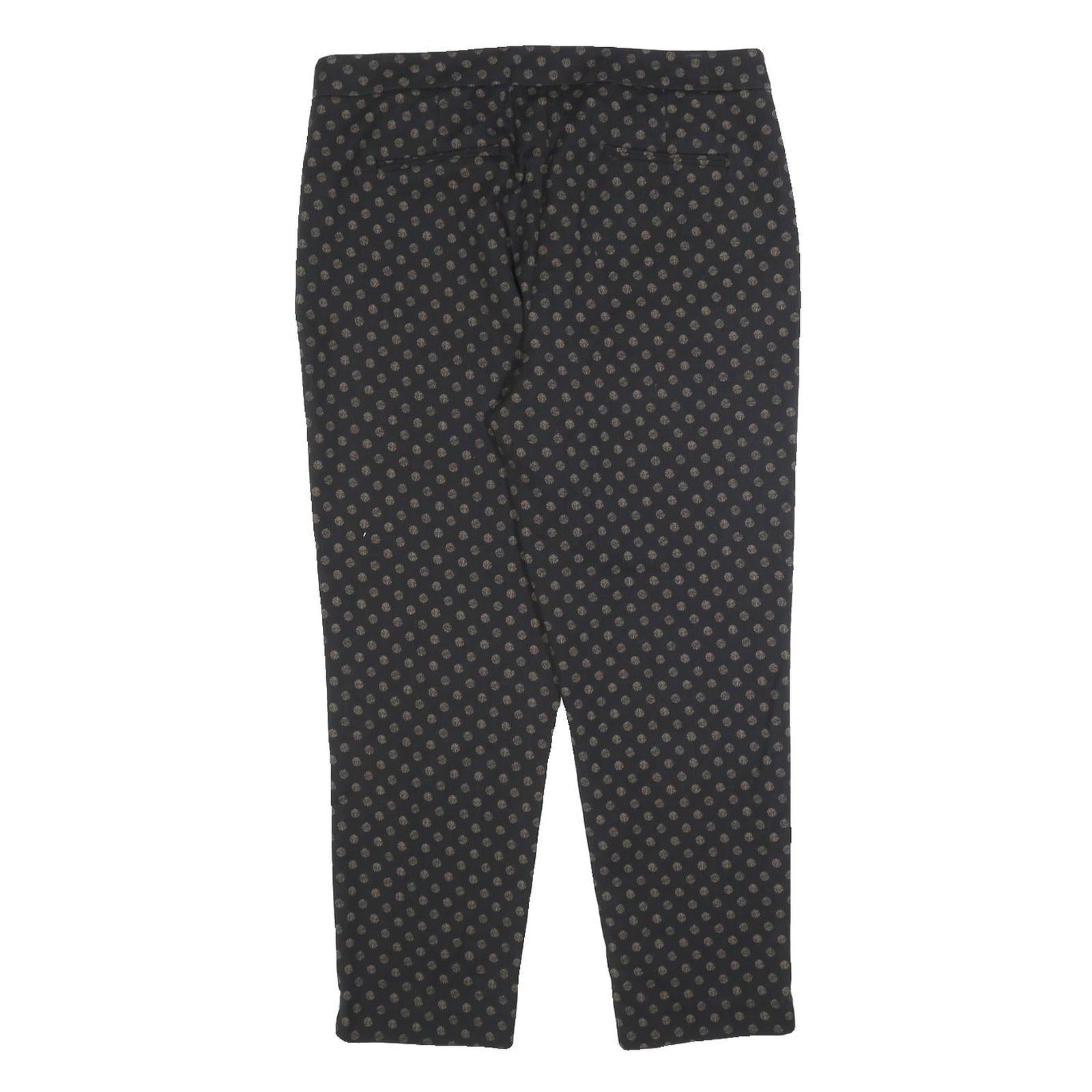 LAURA ASHLEY Womens Cotton Blend Black Slim Straight Trousers W34 L27 Polka Dot