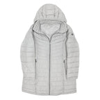 MICHAEL KORS Womens Grey Puffer Jacket L Polyester Blend Woven Quilted Hooded