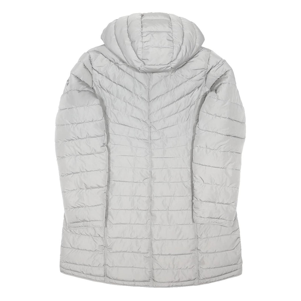 MICHAEL KORS Womens Grey Puffer Jacket L Polyester Blend Woven Quilted Hooded