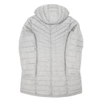 MICHAEL KORS Womens Grey Puffer Jacket L Polyester Blend Woven Quilted Hooded
