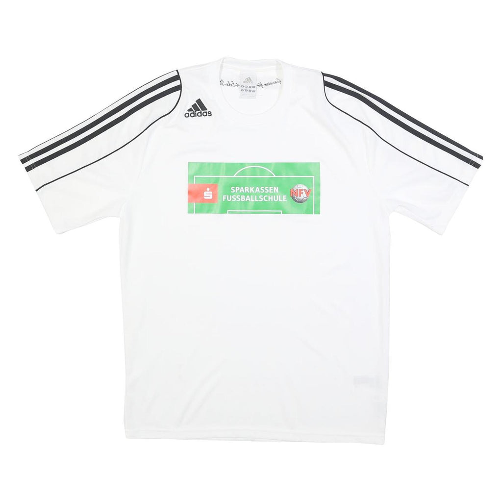 ADIDAS Mens White & Black Football T-Shirt M Short Sleeve Crew Neck Sportswear