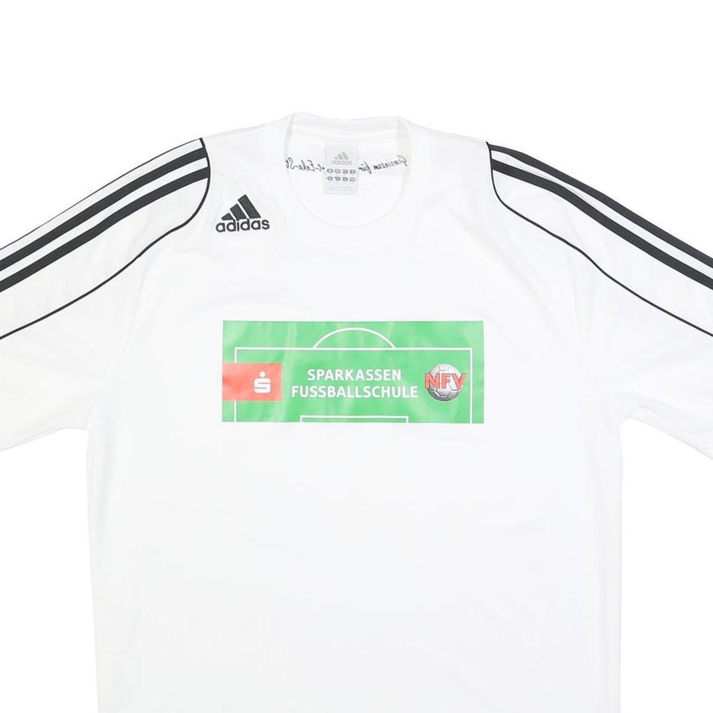 ADIDAS Mens White & Black Football T-Shirt M Short Sleeve Crew Neck Sportswear
