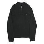 CHAPS Mens Black Cotton Blend Pullover Jumper XL Ribbed Collar Embroidered Logo