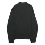 CHAPS Mens Black Cotton Blend Pullover Jumper XL Ribbed Collar Embroidered Logo