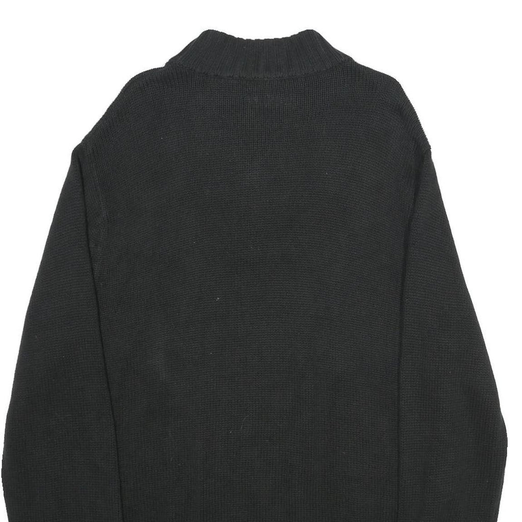 CHAPS Mens Black Cotton Blend Pullover Jumper XL Ribbed Collar Embroidered Logo