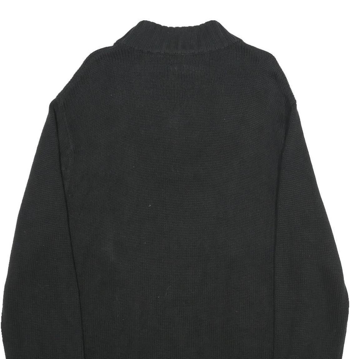 CHAPS Mens Black Cotton Blend Pullover Jumper XL Ribbed Collar Embroidered Logo