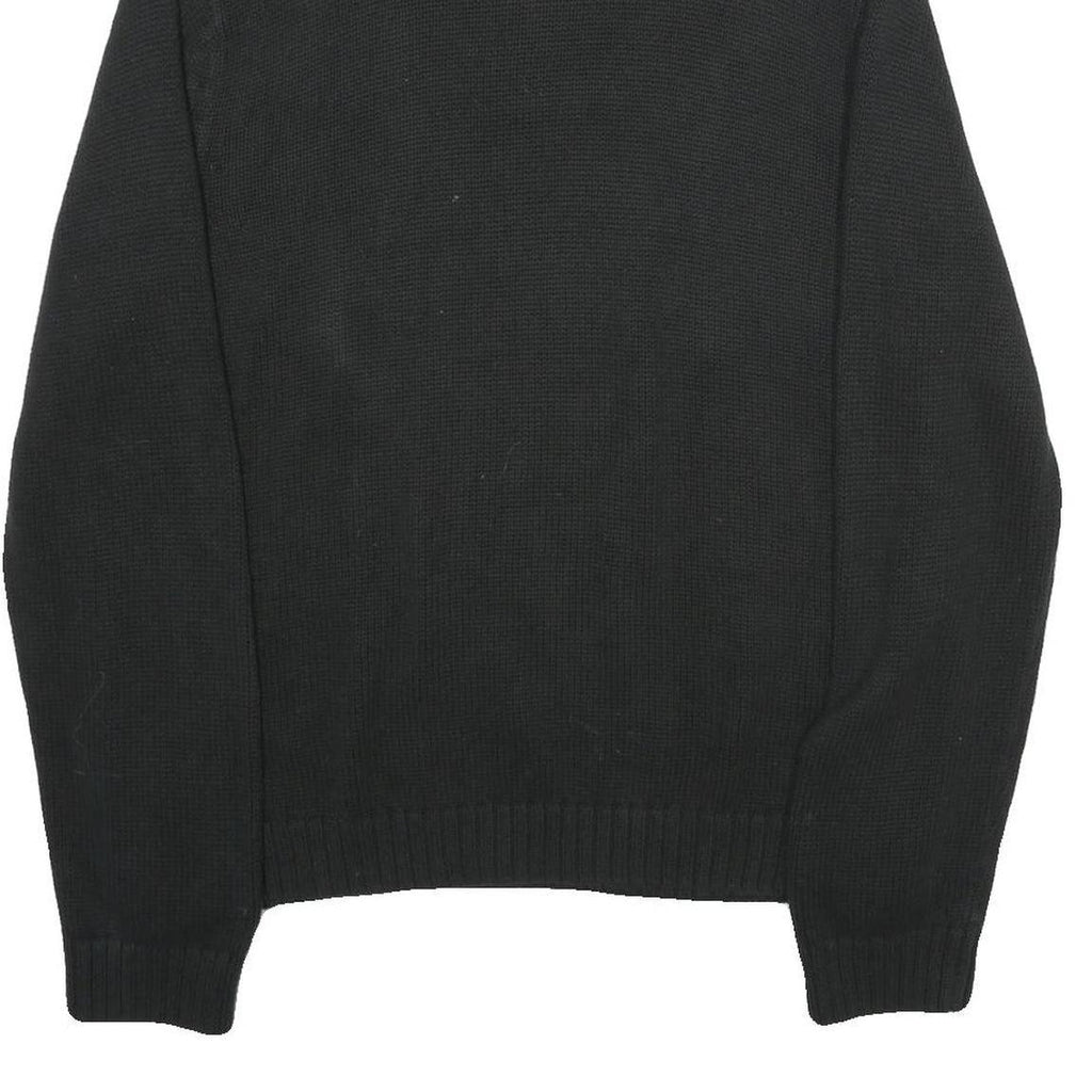 CHAPS Mens Black Cotton Blend Pullover Jumper XL Ribbed Collar Embroidered Logo