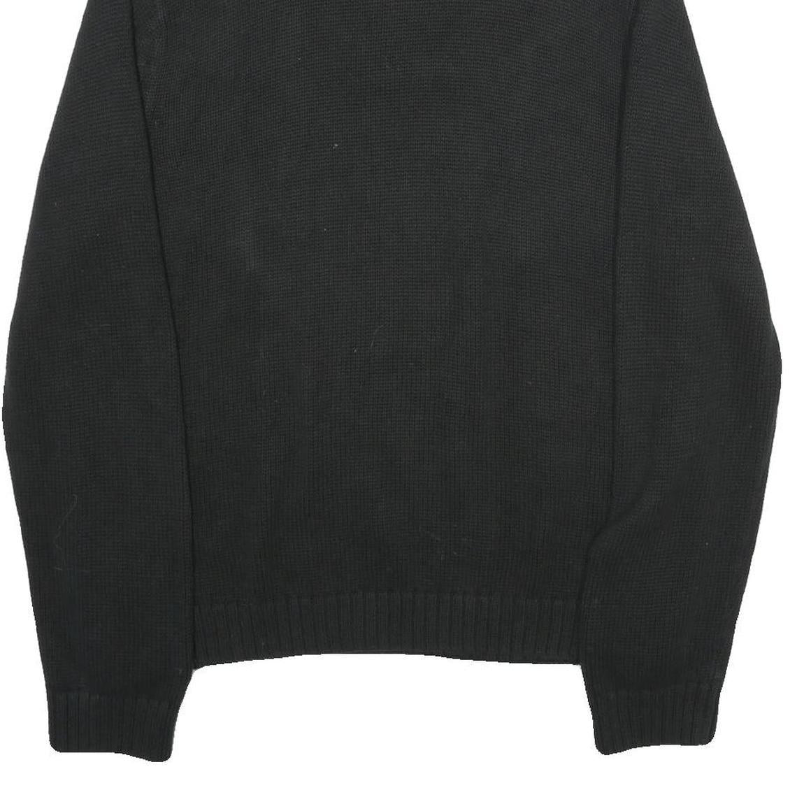 CHAPS Mens Black Cotton Blend Pullover Jumper XL Ribbed Collar Embroidered Logo