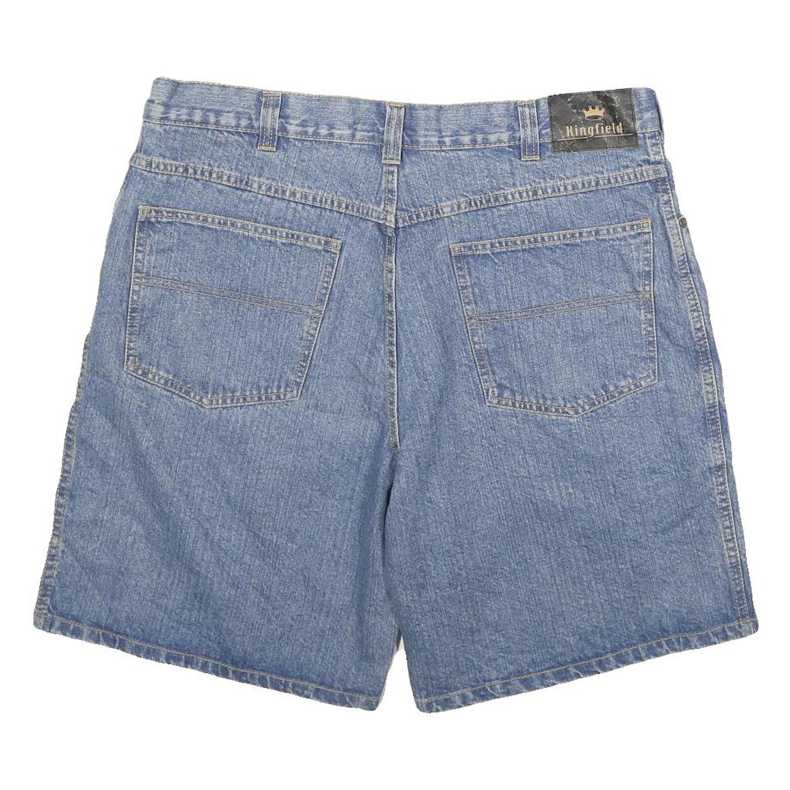 KINGFIELD Mens Denim Blue Casual Shorts XL W34 Cotton Blend Relaxed Fit