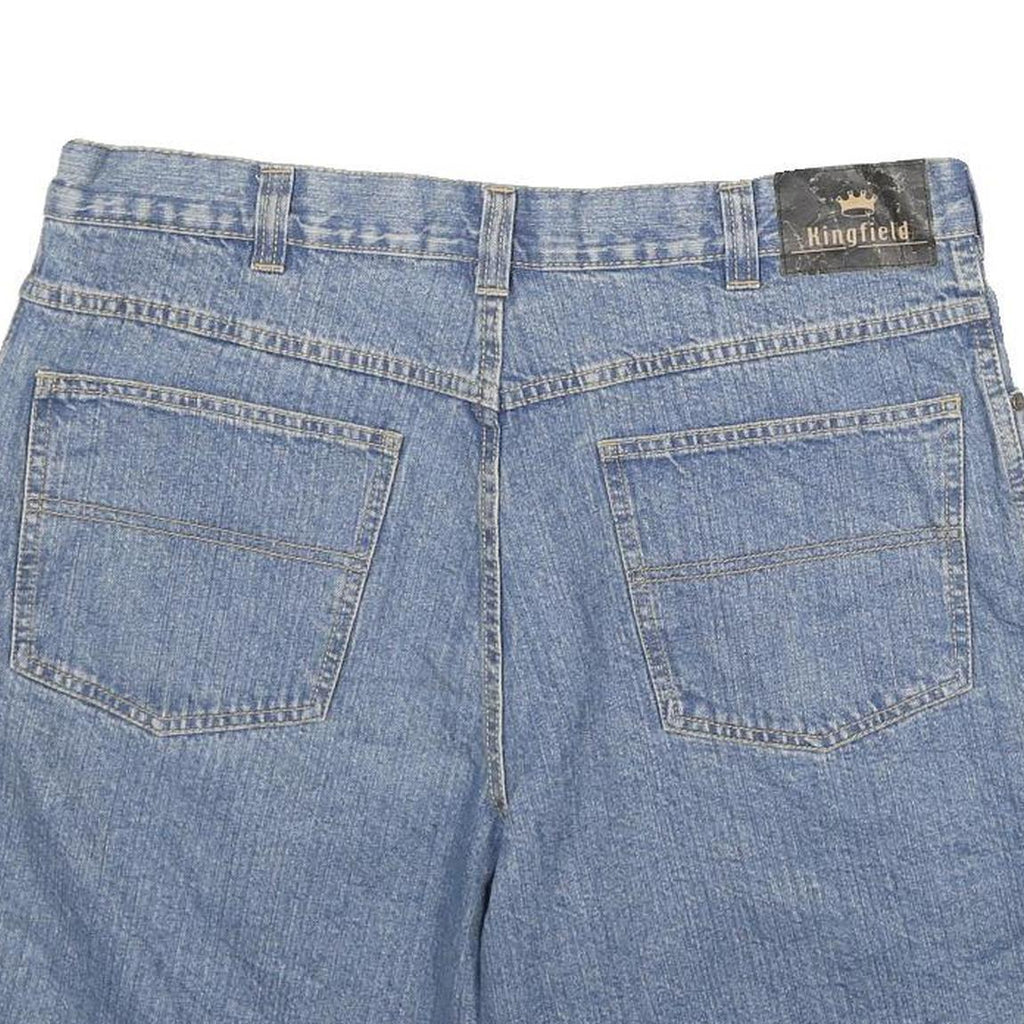 KINGFIELD Mens Denim Blue Casual Shorts XL W34 Cotton Blend Relaxed Fit