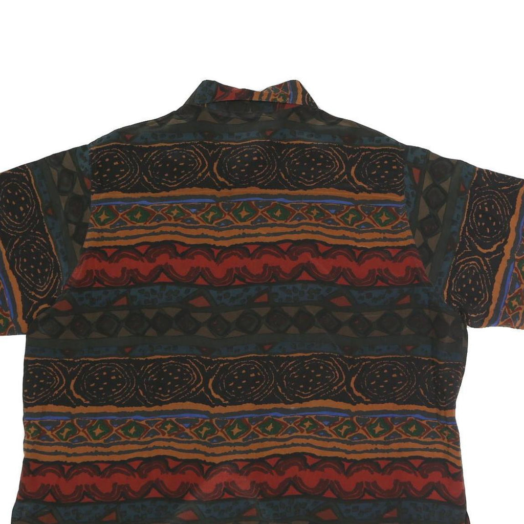 HIGH QUALITY FASHION Womens Multi Printed Silk Shirt Short Sleeve Collared XL