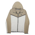 NIKE Mens Beige & White Zip Hoodie L Cotton Blend Jacket Casual Sportswear