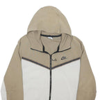 NIKE Mens Beige & White Zip Hoodie L Cotton Blend Jacket Casual Sportswear