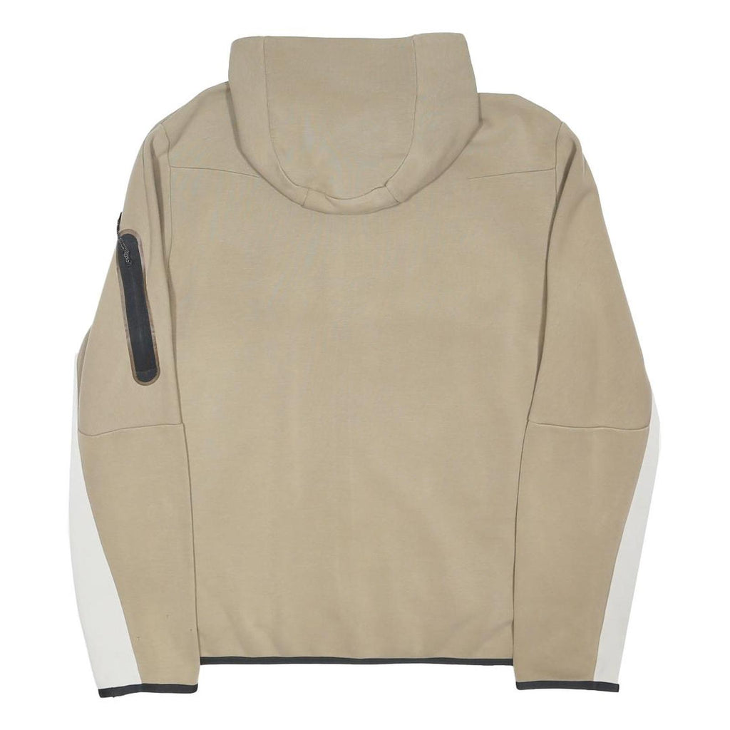 NIKE Mens Beige & White Zip Hoodie L Cotton Blend Jacket Casual Sportswear