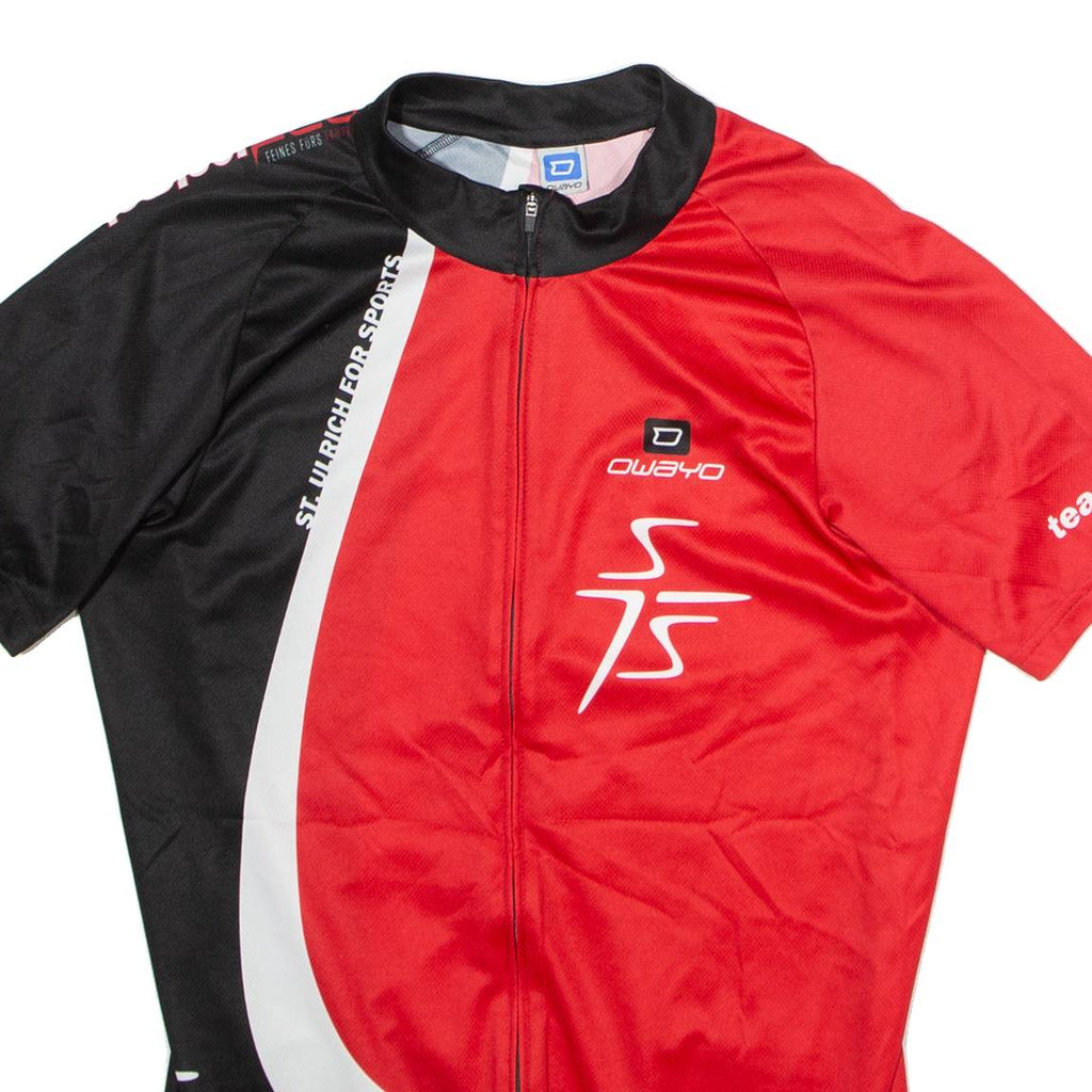 OWAYO Full Zip Cycling Mens Jersey Red High Neck M
