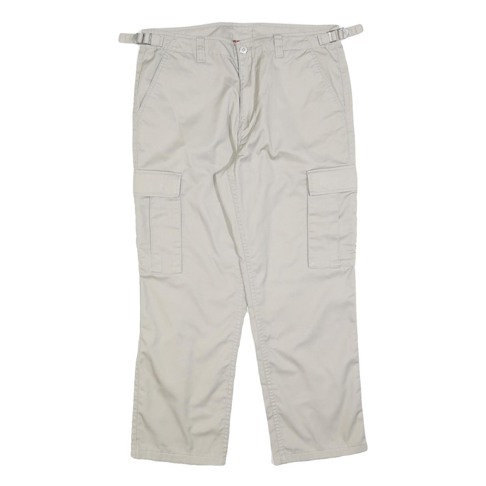 TEDDY'S Womens Cotton Blend Beige Relaxed Cargo Trousers W34 L28 Casual Utility