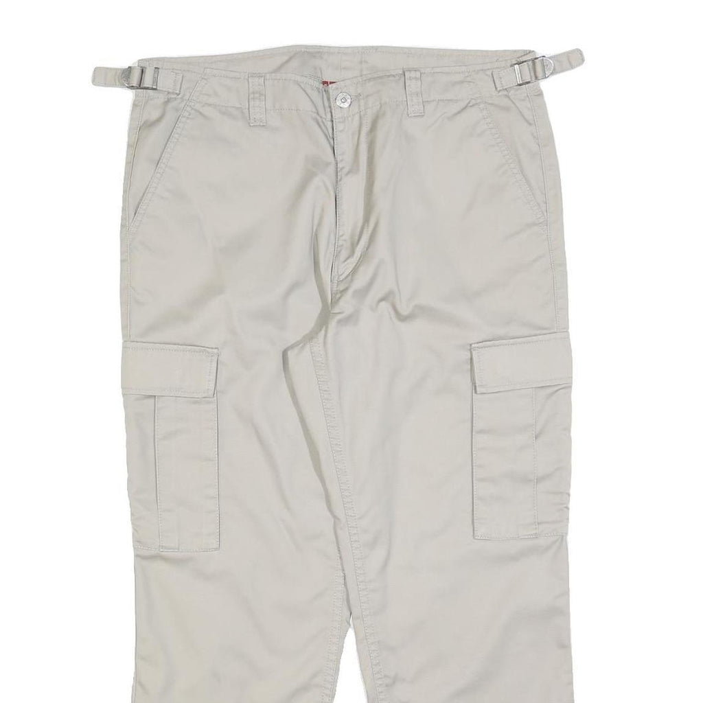 TEDDY'S Womens Cotton Blend Beige Relaxed Cargo Trousers W34 L28 Casual Utility