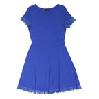 DOROTHY PERKINS Womens Blue Day Dress Cotton Blend Lace Trim UK 10