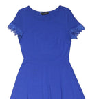 DOROTHY PERKINS Womens Blue Day Dress Cotton Blend Lace Trim UK 10