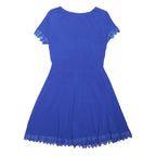 DOROTHY PERKINS Womens Blue Day Dress Cotton Blend Lace Trim UK 10