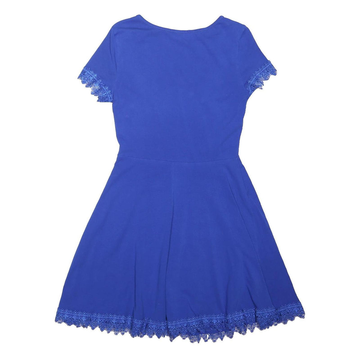 DOROTHY PERKINS Womens Blue Day Dress Cotton Blend Lace Trim UK 10