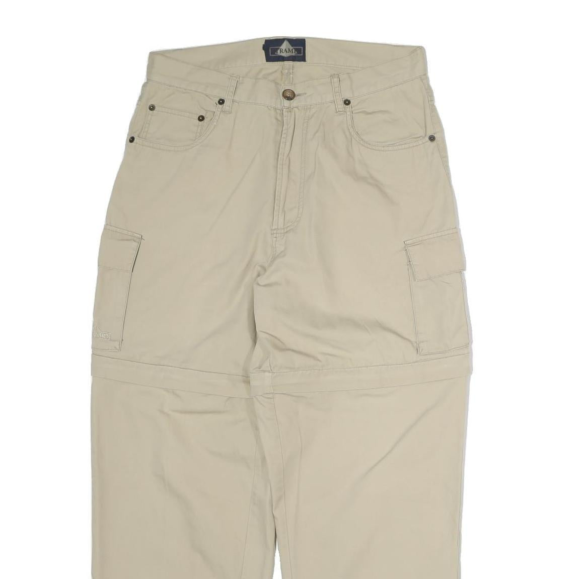 PYRAMID Mens Cotton Blend Beige Regular Fit Straight Leg Trousers W30 L27 Casual