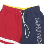 NAUTICA Mens Shorts Red & Navy Casual M W30 Sailing Logo Drawstring Swimwear