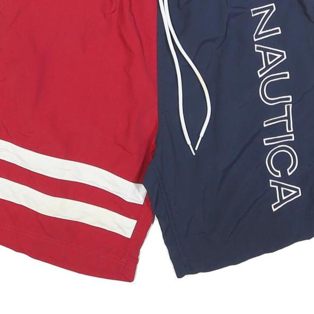 NAUTICA Mens Shorts Red & Navy Casual M W30 Sailing Logo Drawstring Swimwear