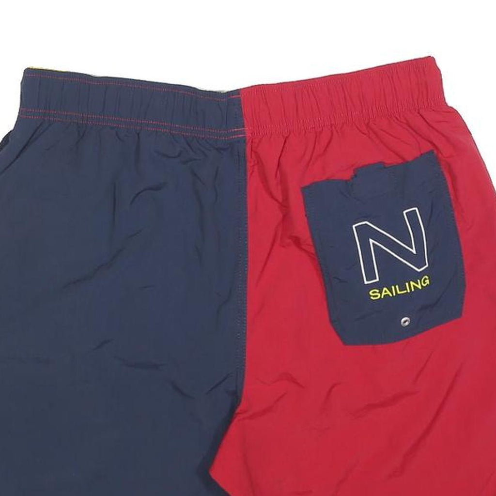 NAUTICA Mens Shorts Red & Navy Casual M W30 Sailing Logo Drawstring Swimwear