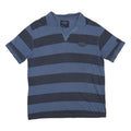 HARD ROCK CAFE Mens Blue & Navy Striped Short Sleeve Polo XL Cotton Blend Casual