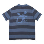 HARD ROCK CAFE Mens Blue & Navy Striped Short Sleeve Polo XL Cotton Blend Casual