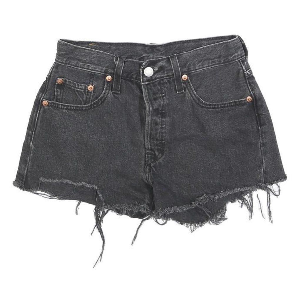 LEVI'S Womens Black Denim Cut-Off Shorts XS W24 Raw Hem Casual Summer Denim