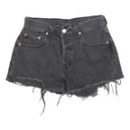 LEVI'S Womens Black Denim Cut-Off Shorts XS W24 Raw Hem Casual Summer Denim